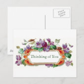 Retrostijl denken aan  Floral Violets Briefkaart (Voorkant / Achterkant)