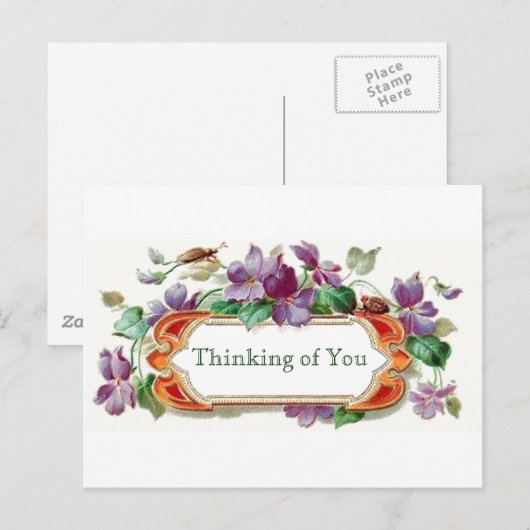 Retrostijl denken aan  Floral Violets Briefkaart (Voorkant / Achterkant)