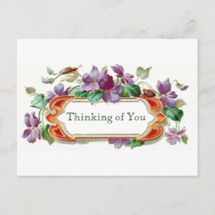 Retrostijl denken aan Floral Violets Briefkaart