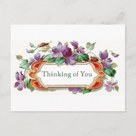 Retrostijl denken aan  Floral Violets Briefkaart (Voorkant)