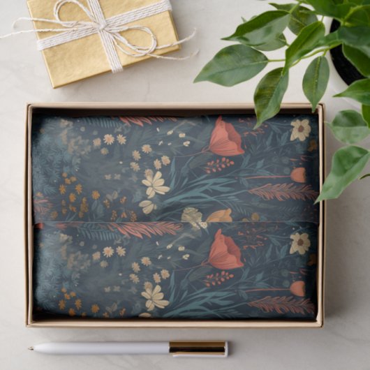 Retrostijl, donker bloemveld van wilde bloemen tissuepapier (Geschenk)
