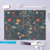 Retrostijl, donker bloemveld van wilde bloemen tissuepapier (Craft)