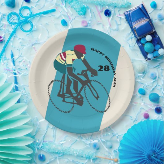 Retrostijl fietsen op zaterdag papieren bordje (Feest)