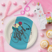 Retrostijl fietsen op zaterdag papieren bordje (Feest)