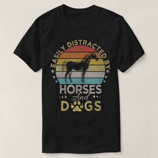 Retrostijl, gemakkelijk verstoord door paarden en t-shirt (Design voorkant)