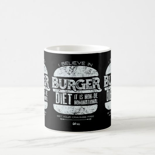Retrostijl: Ik geloof in Burger Diet Koffiemok (Center)