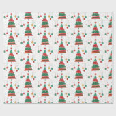 Retrostijl kerstboom cadeaupapier (Vlak)
