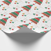 Retrostijl kerstboom cadeaupapier (Hoek)