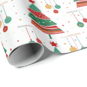 Retrostijl kerstboom cadeaupapier (Rol Hoek)