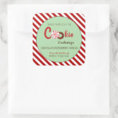 Retrostijl kerstkoekjesuitwisseling vierkante sticker (Tas)