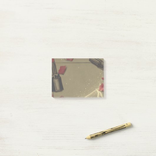 Retrostijl lippenstift post-it® notes (Op bureau)