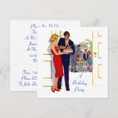 Retrostijl met uitnodiging van de Birthday Cake Pa (Voorkant / Achterkant)