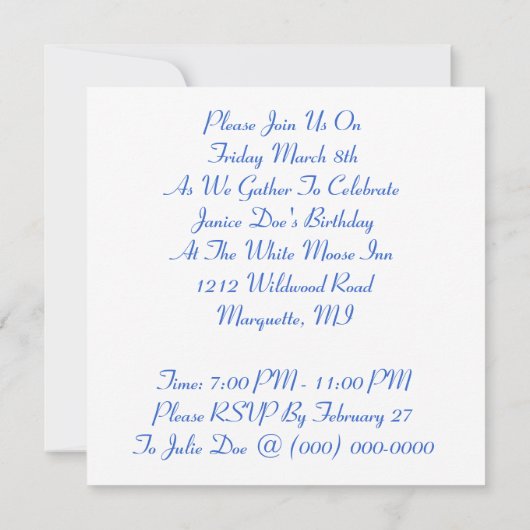 Retrostijl met uitnodiging van de Birthday Cake Pa (Achterkant)