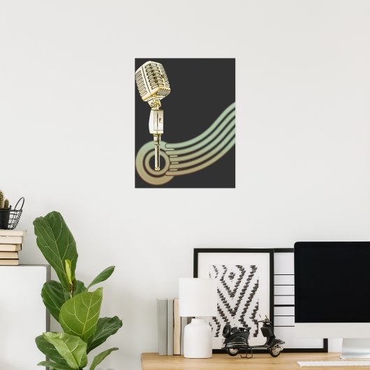 Retrostijl  Mic Poster (Thuiskantoor)