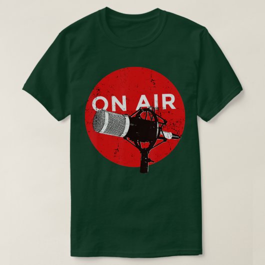 Retrostijl microfoon op radio Podcas T-shirt (Design voorkant)