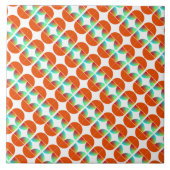Retrostijl middenklasse Moderne Oranje Blauwgroen Tegeltje (Voorkant)