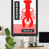 Retrostijl op maat van kraaivis / Poster van kreef (Thuiskantoor)