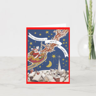 Retrostijl "Santa in Zes Slape" kerstkaart Feestdagen Kaart
