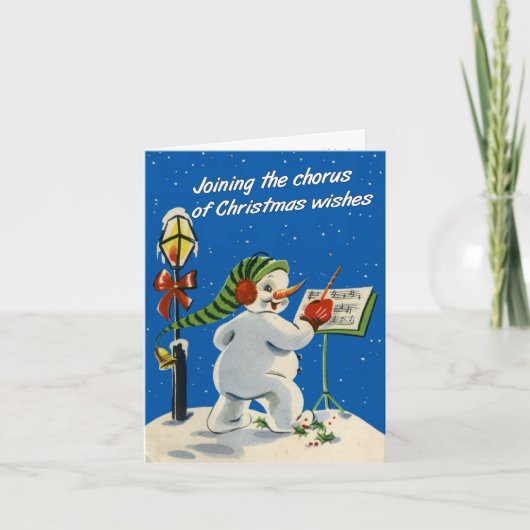 Retrostijl Snowman-kerstkaart Feestdagen Kaart (Voorkant)