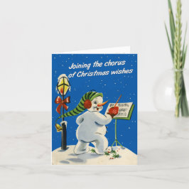Retrostijl Snowman-kerstkaart Feestdagen Kaart