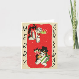 Retrostijl Snowman-kerstkaart Feestdagen Kaart