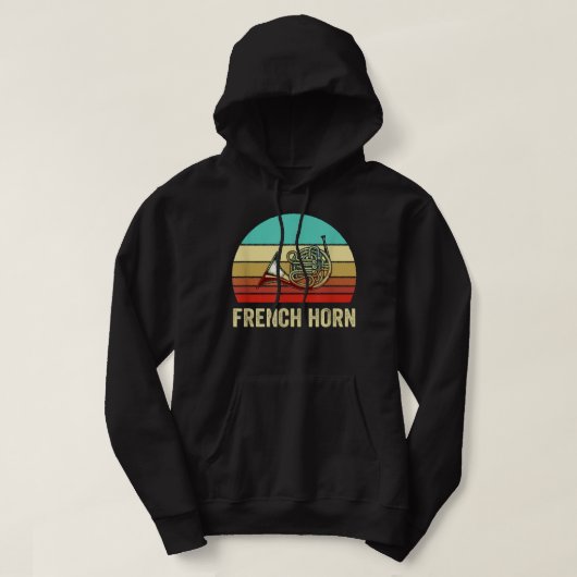  Retrostijl Sunset French Horn2 Hoodie (Design voorkant)