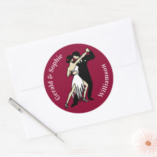 Retrostijl Tango Dancers op Bourgogne Ronde Sticker