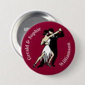 Retrostijl Tango Dancers op Maroon Ronde Button 7,6 Cm (Voorkant /achterkant)