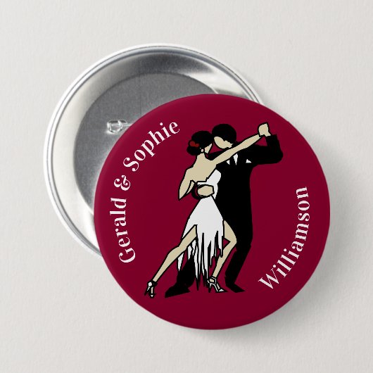 Retrostijl Tango Dancers op Maroon Ronde Button 7,6 Cm (Voorkant /achterkant)