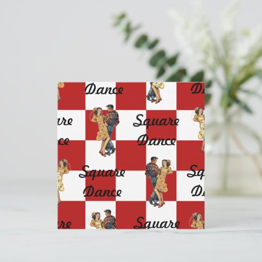 Retrostijl Uitnodiging Rood wit Gecontroleerd Sq D (Staand voorkant)