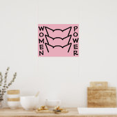 Retrostijl Vrouwen Power Pussy Cat Ears Poster (Keuken)