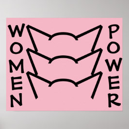 Retrostijl Vrouwen Power Pussy Cat Ears Poster