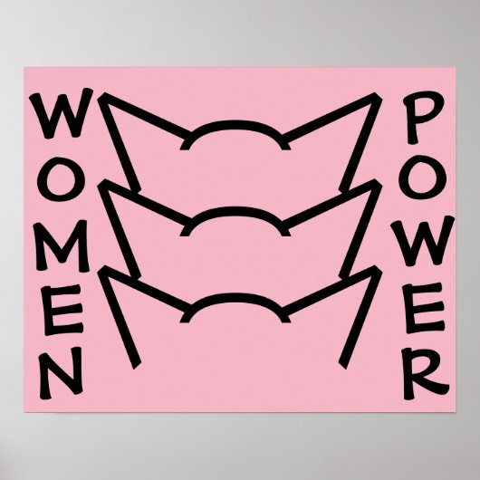 Retrostijl Vrouwen Power Pussy Cat Ears Poster (Voorkant)