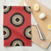 Retrostijl - zwart en rood patroon theedoek (Quarter Fold)