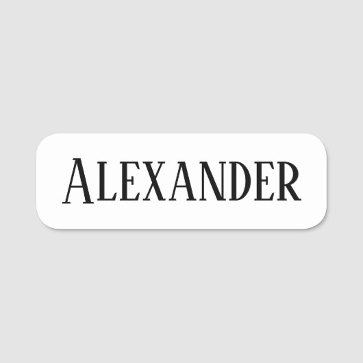 Retrostijl zwart en wit rechthoekig naamplaatje (Voorkant)