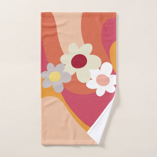 Retrostijlbloemen en -golven bad handdoek (Handdoek)