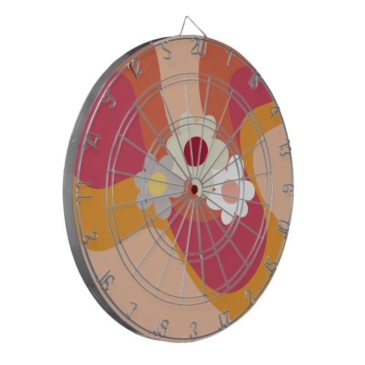 Retrostijlbloemen en -golven dartbord (Voorkant Links)