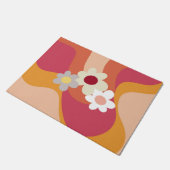 Retrostijlbloemen en -golven deurmat (Schuin)