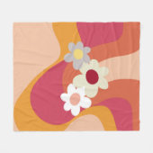 Retrostijlbloemen en -golven fleece deken (Voorkant (Horizontaal))