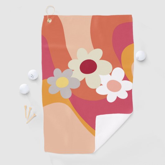 Retrostijlbloemen en -golven golfhanddoek (Insitu)