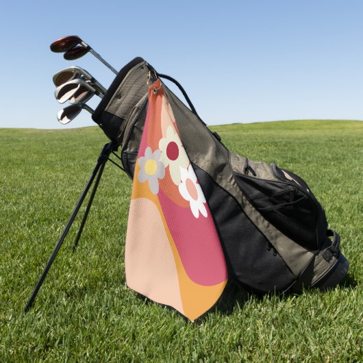 Retrostijlbloemen en -golven golfhanddoek (Groen)