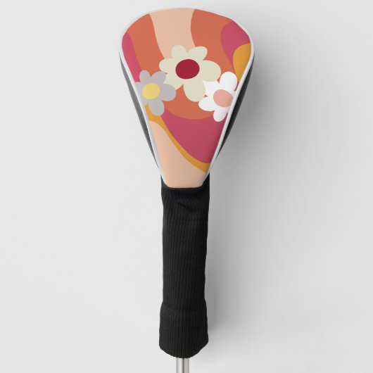 Retrostijlbloemen en -golven golfheadcover (Voorkant)