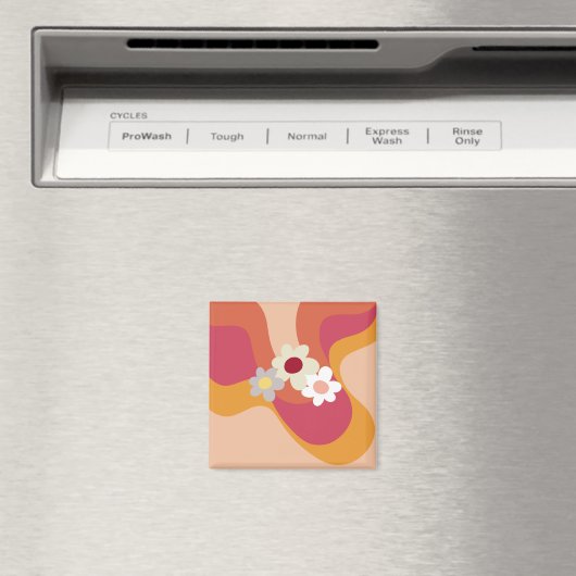 Retrostijlbloemen en -golven magneet (Insitu (Vaatwasser))