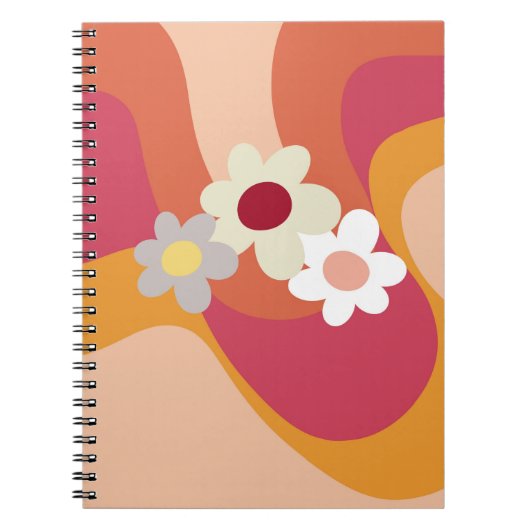 Retrostijlbloemen en -golven notitieboek (Voorkant)