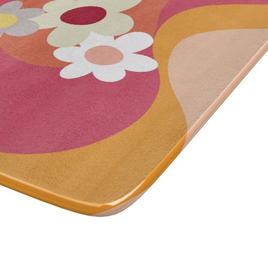 Retrostijlbloemen en -golven snijplank (Hoek)