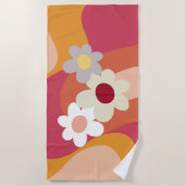 Retrostijlbloemen en -golven strandlaken (Voorkant)