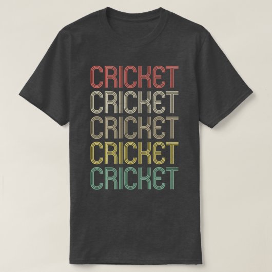 Retrostijlcricketontwerp T-shirt (Design voorkant)