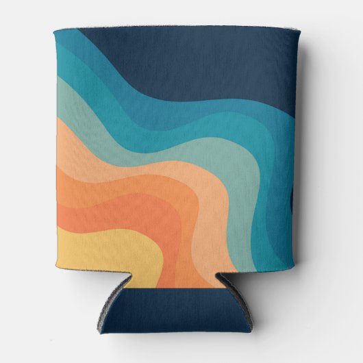 Retrostijlgolven versieren blikjeskoeler (Voorkant)