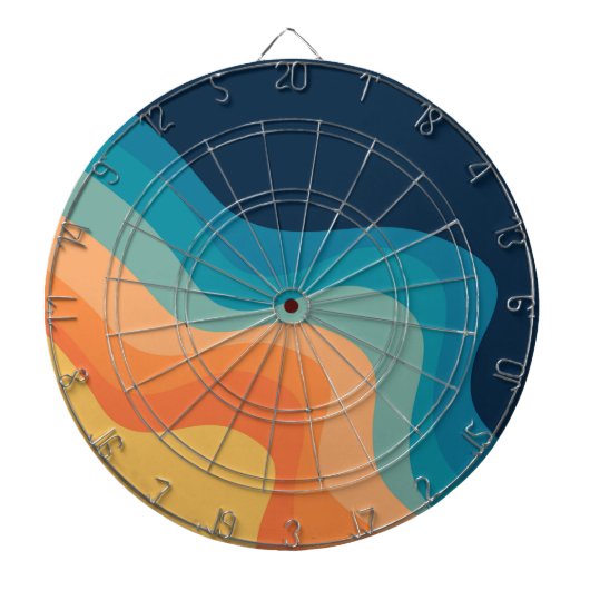 Retrostijlgolven versieren dartbord (Voorkant)
