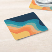 Retrostijlgolven versieren kartonnen onderzetters (Schuin)